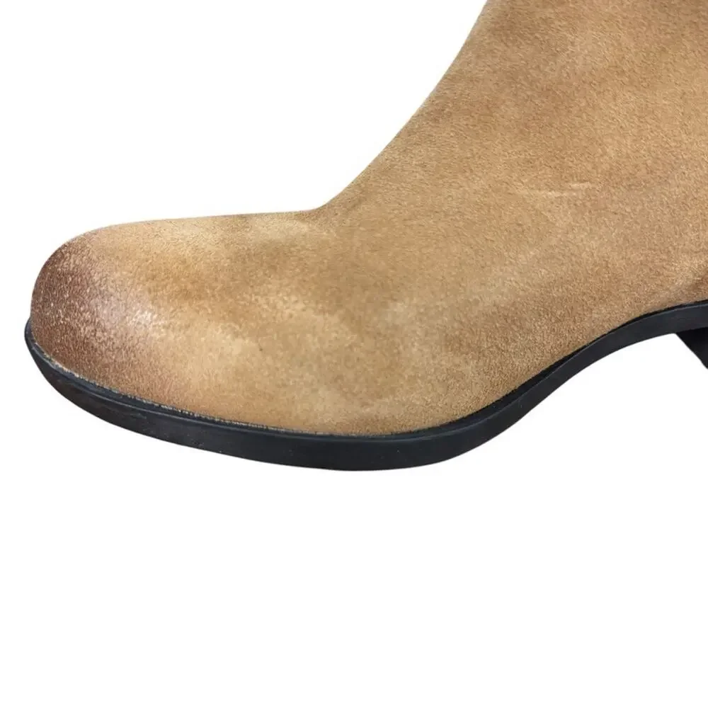 Sorel Lolla Cut Out Bootie Ankle Boots Beige Suede Leather Shoes Womens sz 7.5